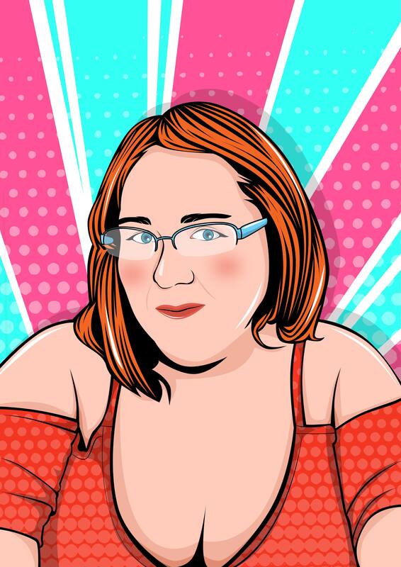 Pop art graphic of Phoenix podcaster Michelle Bell